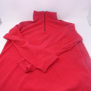 Lands End Red Fleece Pullover 1/4 Zip Collared Med